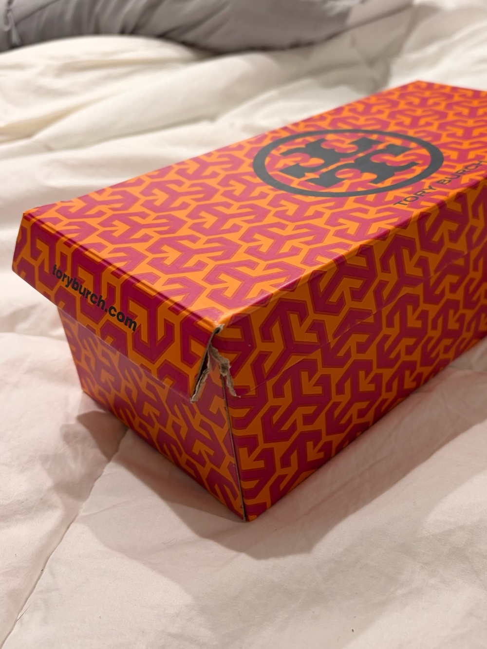 Tory Burch Beige Leather Logo Ballet Flats with Black Trim - Picture 9 of 11